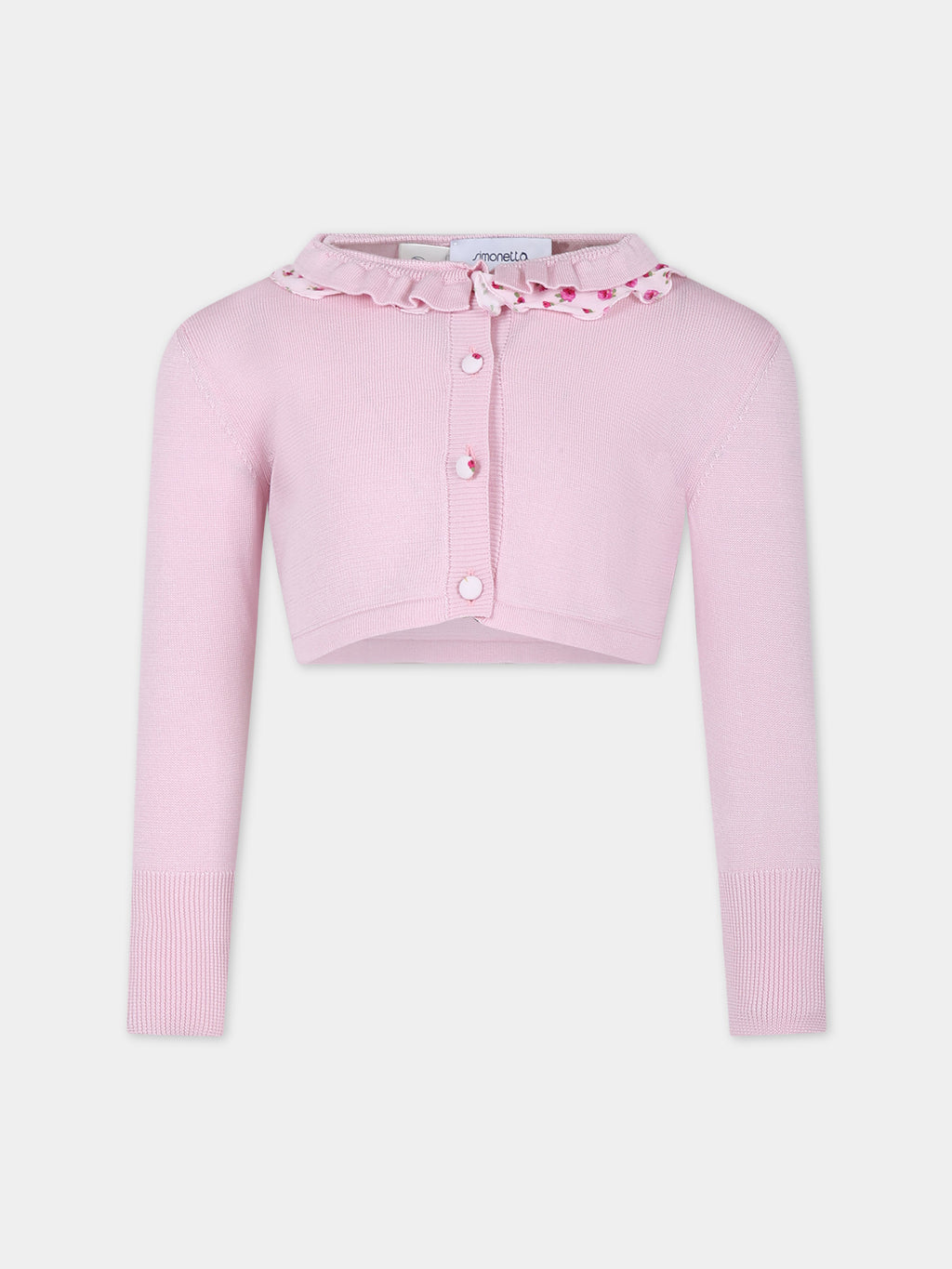 Cardigan rose pour fille avec imprimé fleurs